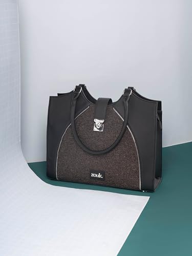 ZOUK Harriet Office Bag for Women – Stylish Vegan Leather Laptop Bag with Buckle Detailing | Formal Work Bag with iPad Compartment, Multiple Pockets & Water-Resistant Lining | Bristel