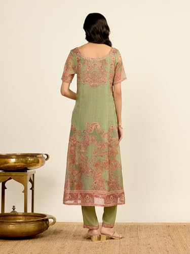 Aarke Ritu Kumar Green Tanush Floral Kurta With Pant And Dupatta