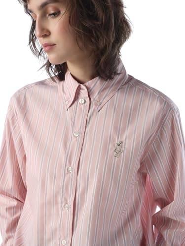 ONLY Women Striped Regular Fit Pink Shirt