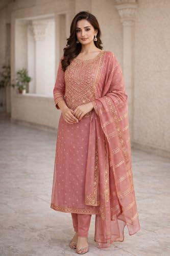 Haranozy LATEST DRESS MATERIAL FOR WOMEN (PEACH)