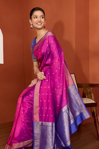 Taneira Violet Silk Viscose Banarasi Design Cutwork Saree