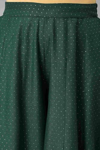 W for Woman Leaf Green Glitter Printed Culottes_23AUW62217-119996_M