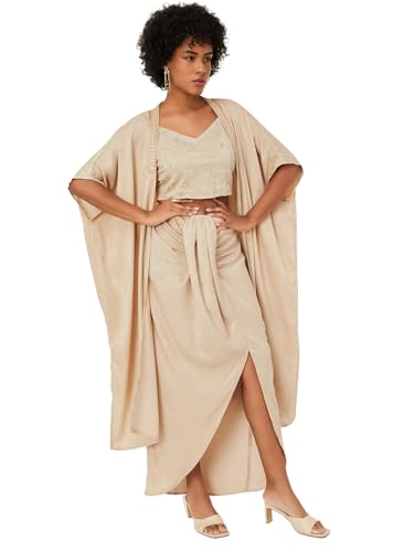 Max Women's Polyester Casual Shrug (EF46016_Beige