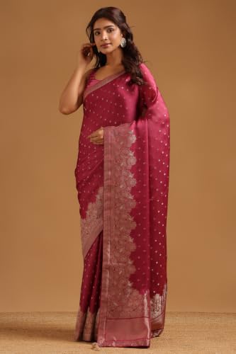 Soch Womens Lavender Satin Zari Woven Saree