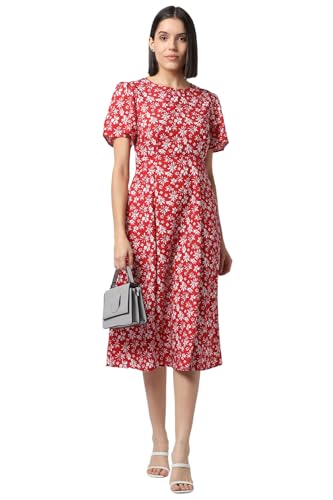 Van Heusen Women's Polyester Modern Above The Knee Dress (VWDRFRGFB78551_Red