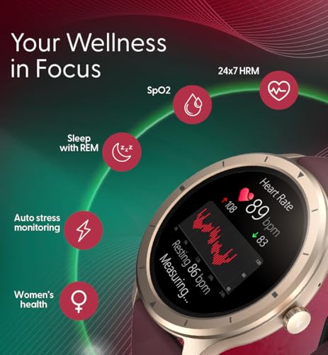 Fastrack FR2 Smart Watch, 1.38" UltraVU HD Display, Blazing Fast UI, Working Crown, AI Voice Assistant, IP68 Water & Dust Resistant, Health Suite, BT Calling, Smartwatch for Men & Women (Wine Red)