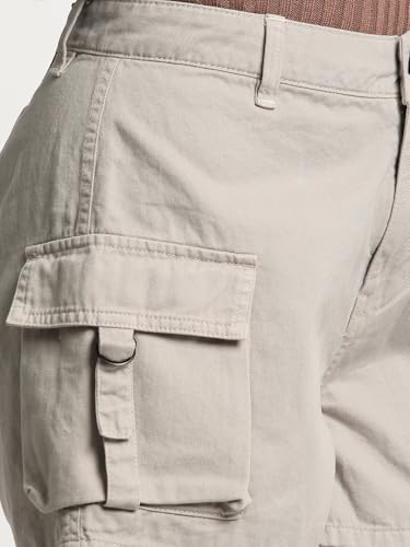 BENE KLEED Shorts for Women|Women Silver Grey High Rise Solid Cargo Shorts | 100% Cotton Trendy and Comfortable