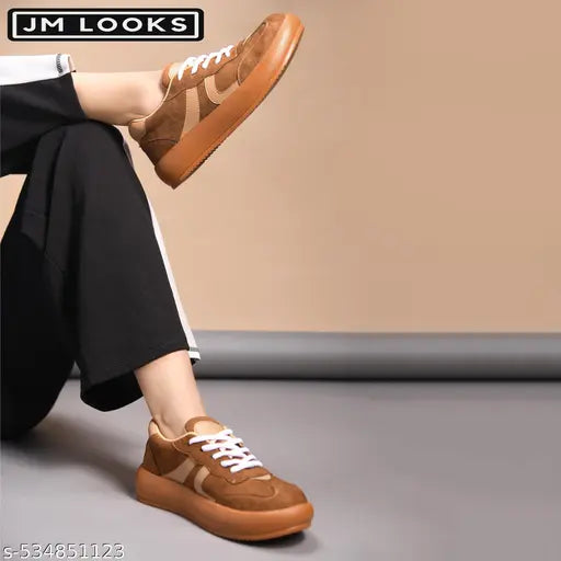 JM Looks Women Stylish Casual Sneakers Lace-Up Lightweight Comfortable and Style for Everyday -