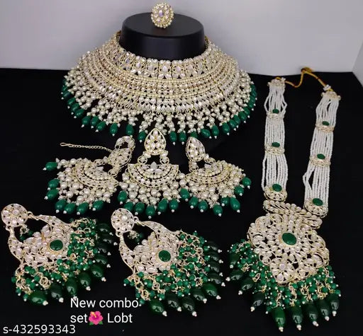 PingBling Kundan Long & Short Combo Jewellery Set For Women.