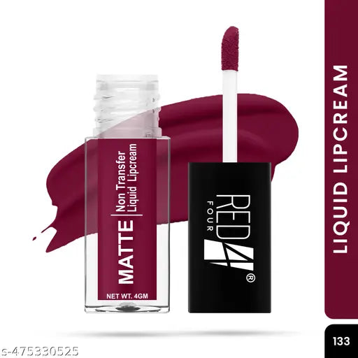 Red4 Miss Perfect Liquid Lip Cream | Non Transfer Liquid Lipstick | Matte Finish | Long Lasting and Waterproof Liquid Lipstick