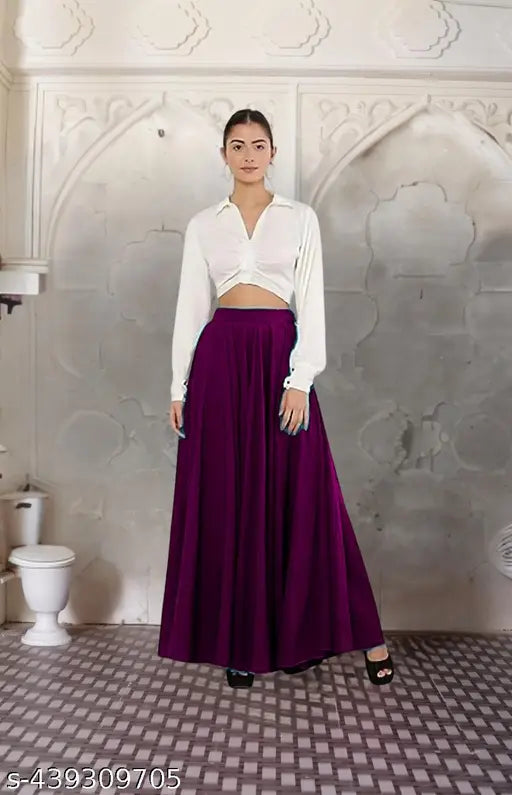 pelton Women's American Crepe Blooming Flared Long for Traditional Stitched A-line Flare Skirt for Girls with 12 Meter Flare 40inch Height