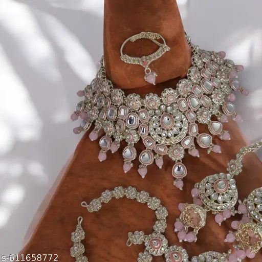 Traditional Romance: Pink Alloy Gold Plated Kundan Mini Dulhan set, Half Bridal Set for All Wedding Occasions of Indian Weddings