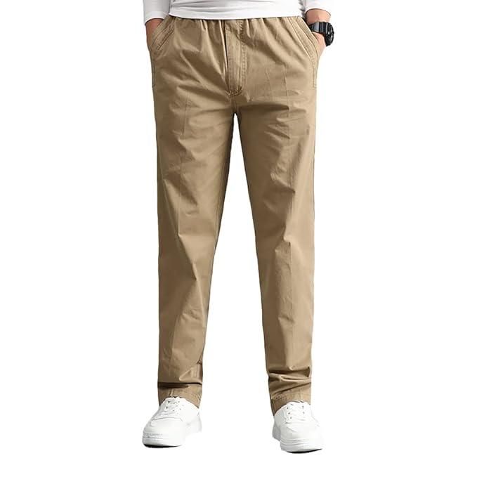 Men Regular Khaki Solid Chinos
