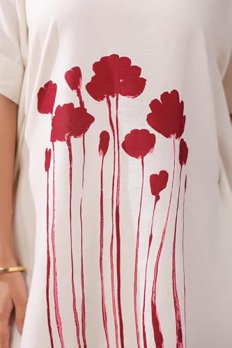 JISORA Women's Printed Cotton Flex Co-ord Set 1KFP3445-S Off-white S