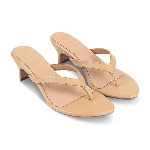 tresmode PUGLIA Women's Heel Sandals Footwear, UK 8 / EU 41 - Soft Comfortable Casual Formal Office Fancy Shoe Wear (Beige)