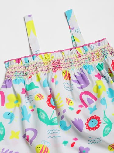 Nauti nati Girls Printed Shoulder Strap Pure Cotton Top with Shorts