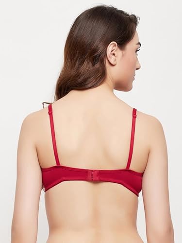 Clovia Women's Cotton Non-Padded Non-Wired Full Coverage T-Shirt Bra (BR3000T09_Maroon_32C)