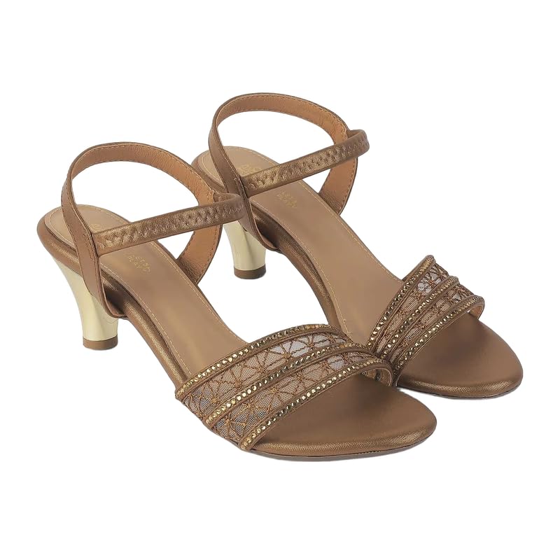 tresmode Glitz Women's Bronze Dress Heel Sandals in Size 4 UK / 37 EU
