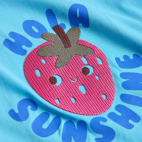 Hopscotch Girls Short Sleeves Fruit Print Blue Tees for Ages (4-5 Years)