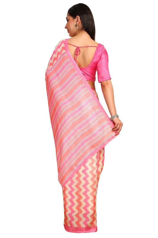 Soch Womens Magenta Art Silk Chevron Print Saree