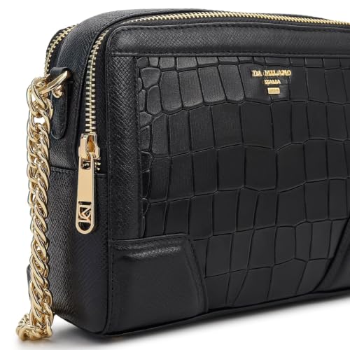 Da Milano Leather Sling Bag for Women - Black