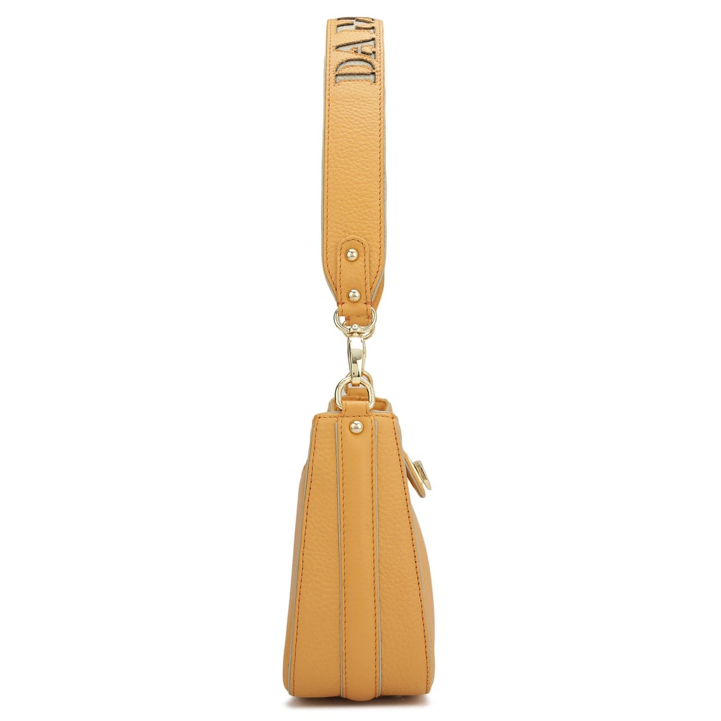 Da Milano Genuine Leather Shoulder Bag for Women – Apricot Crush Handbag with Zipper & Clasp Lock Closure