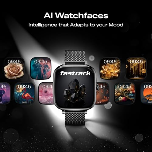 Fastrack Noir Rizz Women Smart Watch with 1.72" inch Ultra HD Display,Womens Health,AI Watchface & AI Chat,Functional Crown,24/7 Health Suite,BT Calling,IP68,additional silicone strap,Games- Rose Gold