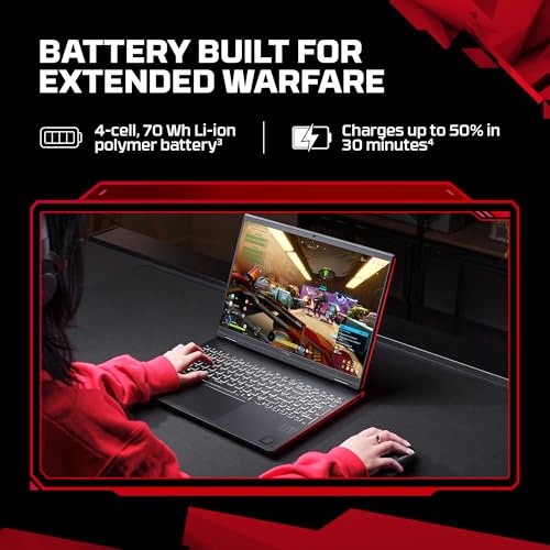 HP HyperX OMEN 15, AMD Ryzen 7 260, 8GB-RTX 5050, 24GB DDR5 (Upgradeable), 1TB SSD, 180Hz, 2.5K, 500 nits, 3ms resp time, 15.3''/38.9cm, Win11, Office24, Black, 2.42kg, gb0038AX, RGB, AI Gaming Laptop