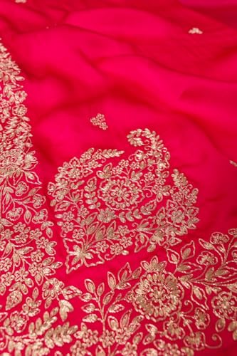 Taneira Women Pink Viscose Satin Embroidered Saree With Unstitched Blouse Piece (SAPP09AC5305-Pink)