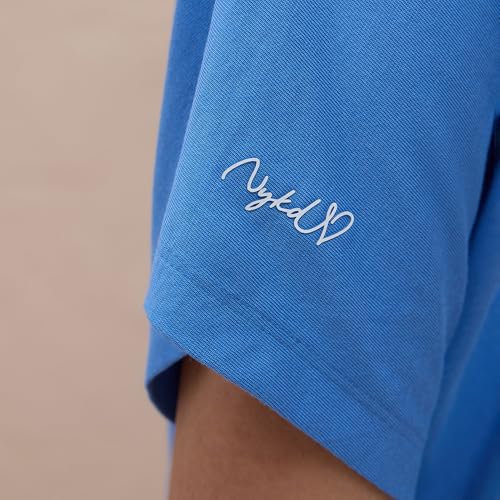 NYKD Buttery Soft Modal Cotton Graphic Tee for Women with Extended Sleeves – Comfortable Relaxed Fit, Stylish Design, Model NYS935 Blue