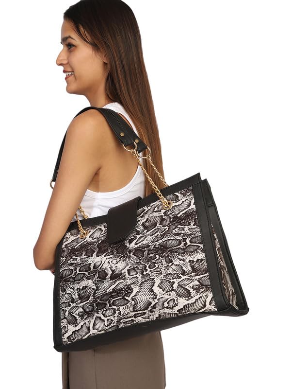 MINI WESST Women black and white tote Bag for College| Office