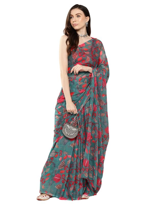 Ahalyaa Floral Poly Chiffon Saree