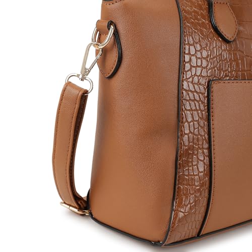 Fastrack Croco Textured Structured Satchel with Detachable Sling Strap for Women, Girls and Ladies