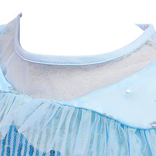 Hopscotch Girls Sequin Embellished Floor Length Ball Gown In Blue Color For Ages 6-7 Years