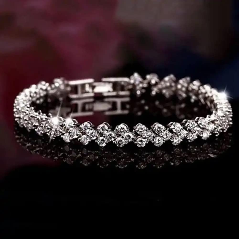 Shining Diva Fashion Platinum Plated Crystal Bangle Bracelet for Women and Girls (14677b)