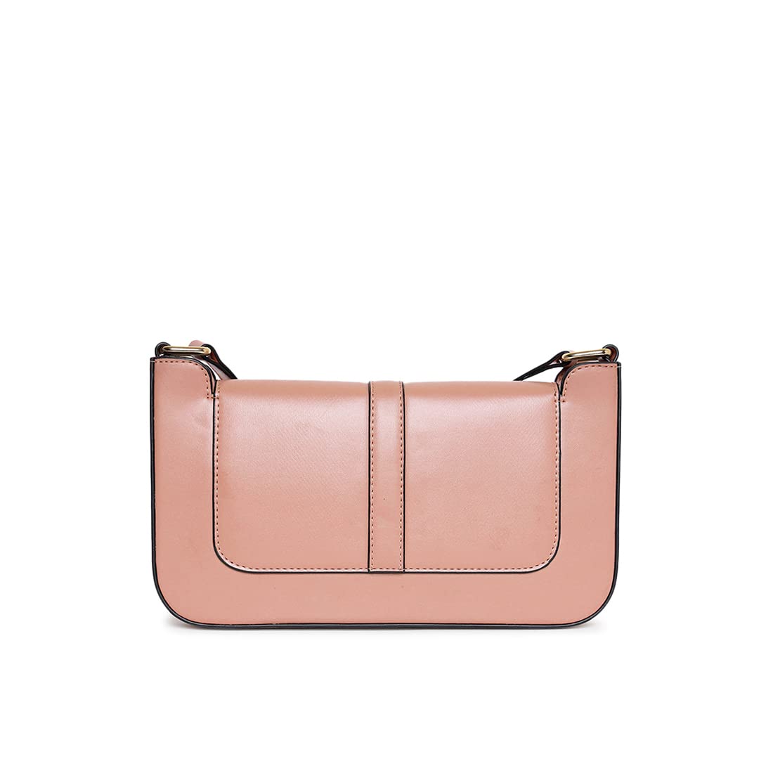 KLEIO Short Structured Shoulder Leather Sling Bag (Peach) for Women with Magnetic Button Closure | Sling Bag for Girls Suitable for Parties, Casual & Everyday wear