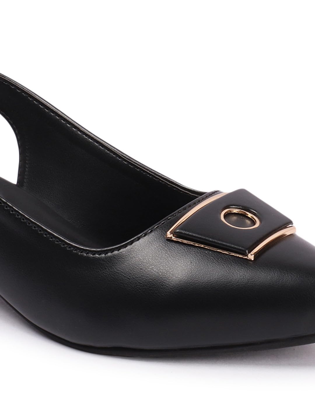 Carlton London Women Black Stylish Backstrap sandal for Casual Wear, Party and Formal use with Block Heels (40)