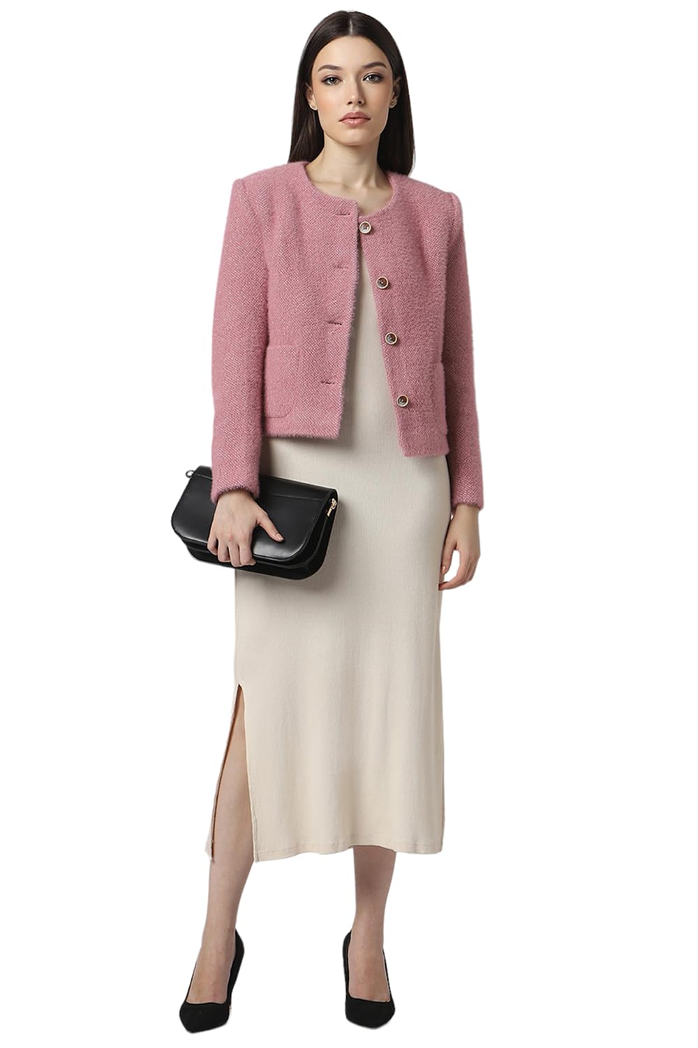 Van Heusen Women's A-Line Coat (VWJKURGFL56206_Pink