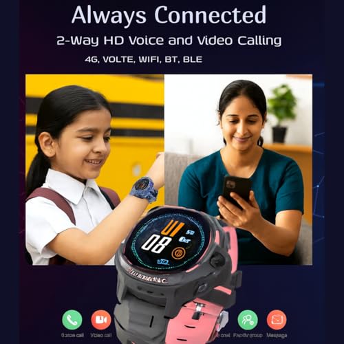 Shyenah AxonSmart(K55H) Junior SmartWatch for Kids with 4G Volte, 1.32" IPS Round Display, 2Way HD Video Calling, Geofencing, Location Monitoring, Route Playback SOS Math Game 680mAh (Ocean Blue)
