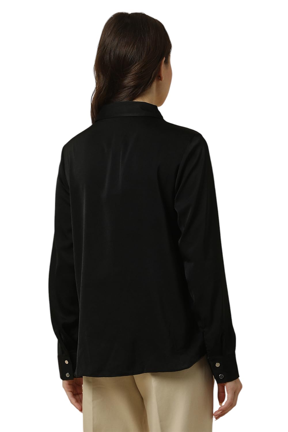 Allen Solly Women Black Solid Long Sleeves Shirt