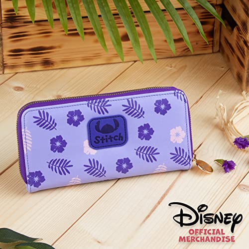Disney Stitch Purse for Women Teenagers Girls, Zip Around Coin Purse with Card Slots, Travel Wallet - Stitch Gifts for Women, Purple Stitch, One Size, Zippered