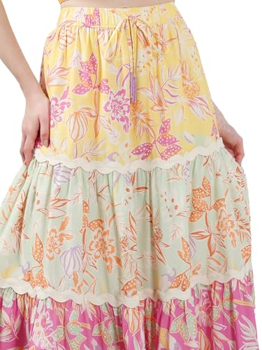 VERO MODA Women's Flared High Rise Multicolor Skirt