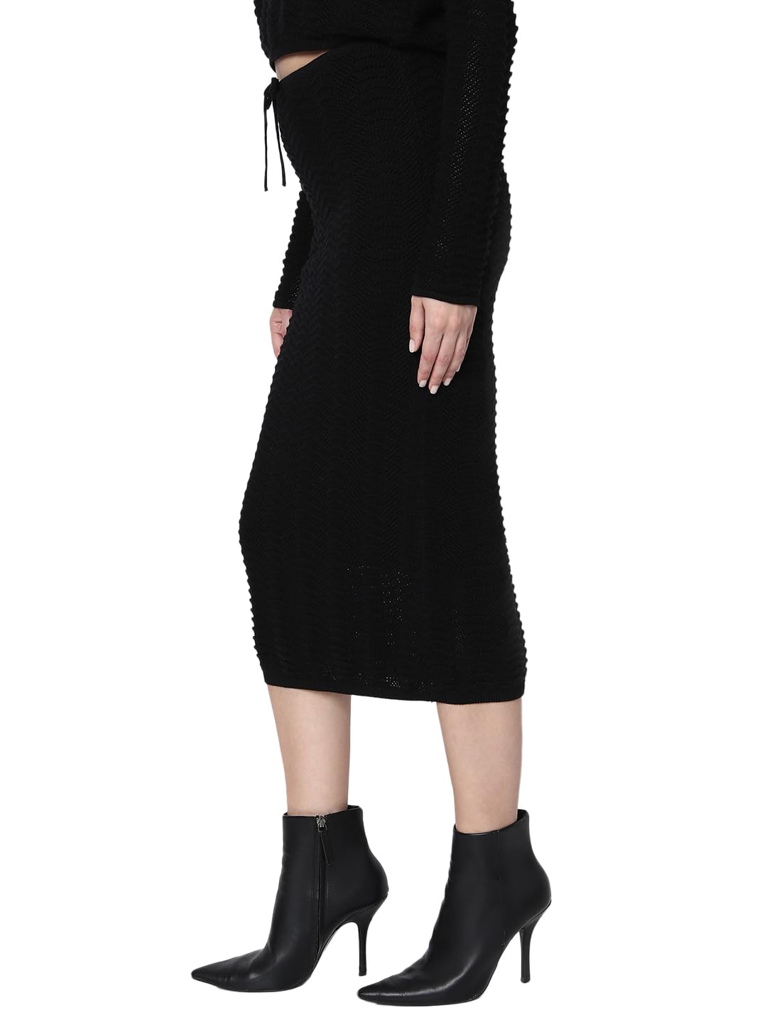 VERO MODA Women's Straight Fit High-Rise Black Skirt