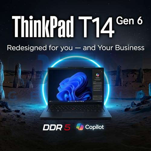 Lenovo ThinkPad T14 Gen 6, 14" FHD+ Display, Intel Ultra 7 225U, 32GB DDR5 RAM, 1TB SSD PCIe, Fingerprint, Backlit Keyboard, WiFi 6E, RJ-45, FHD Webcam, Win 11 Pro, AI Business Laptop - Black