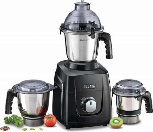 Sujata Mixer Grinder MG 02 1000W with 3 Jars, Black
