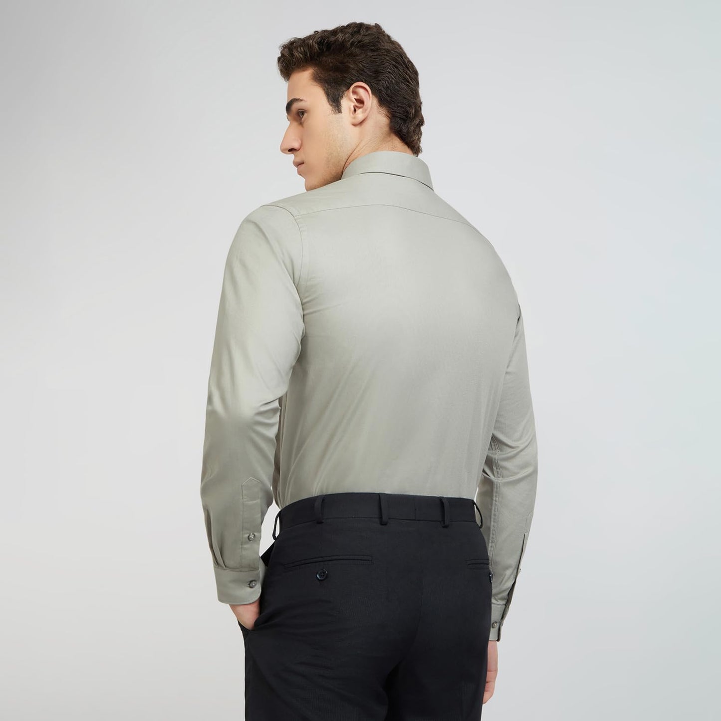 RAYMOND Men's Cotton Slim Shirt (RMSX12138-G3_Grey,42