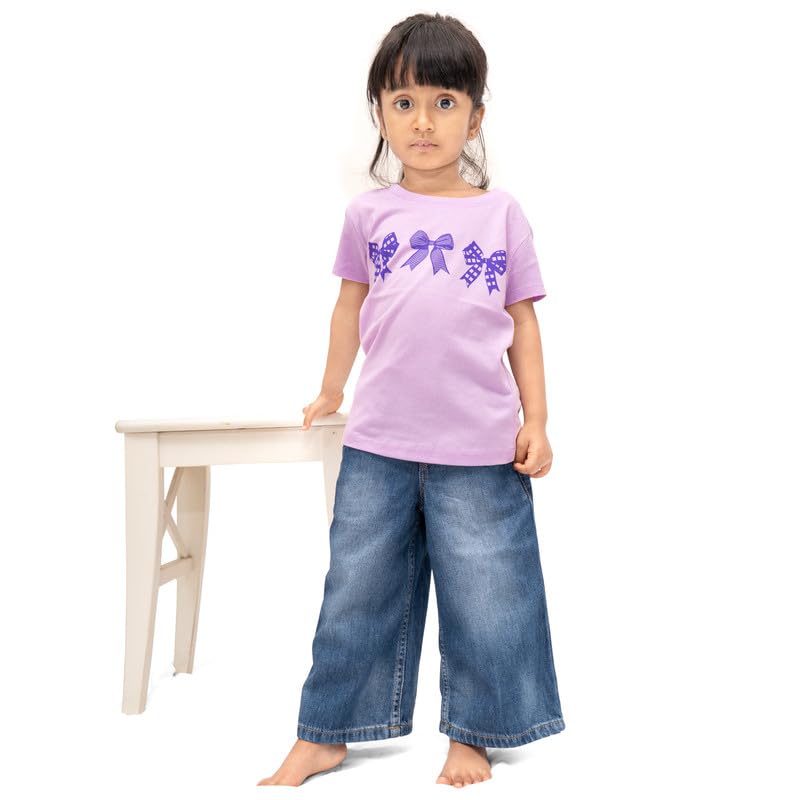 Real Basics Girl's Regular Fit Half Sleeve Tshirts Pack of 5 (RB-G-HTop-P5-1314-Set9_Multicolour_13-14 Years)