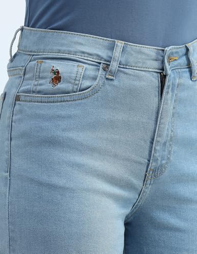 U.S. POLO ASSN. High Rise Wide Leg Jeans (UWAW24JEN268_Blue_32)