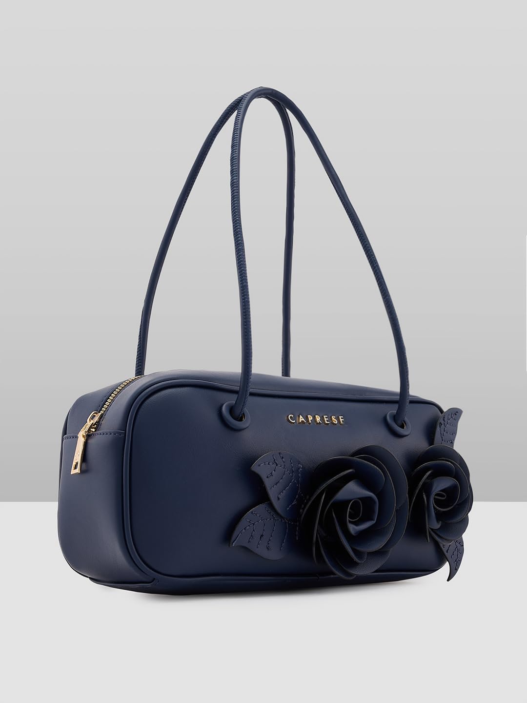 Caprese Bloom Baguette Medium Navy Shoulder and Handheld Bag|Chic, Versatile Design for Everyday Use, Stylish Handbag for Casual or Formal Occasions, Perfect for Work, Travel, and Special Events