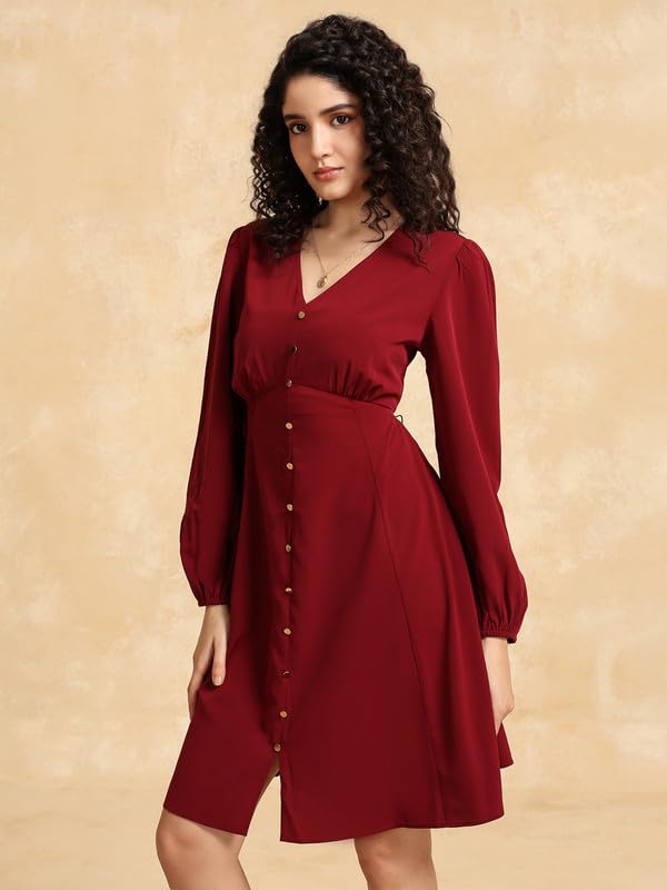 Kazo Hazel Mini Dress Wine